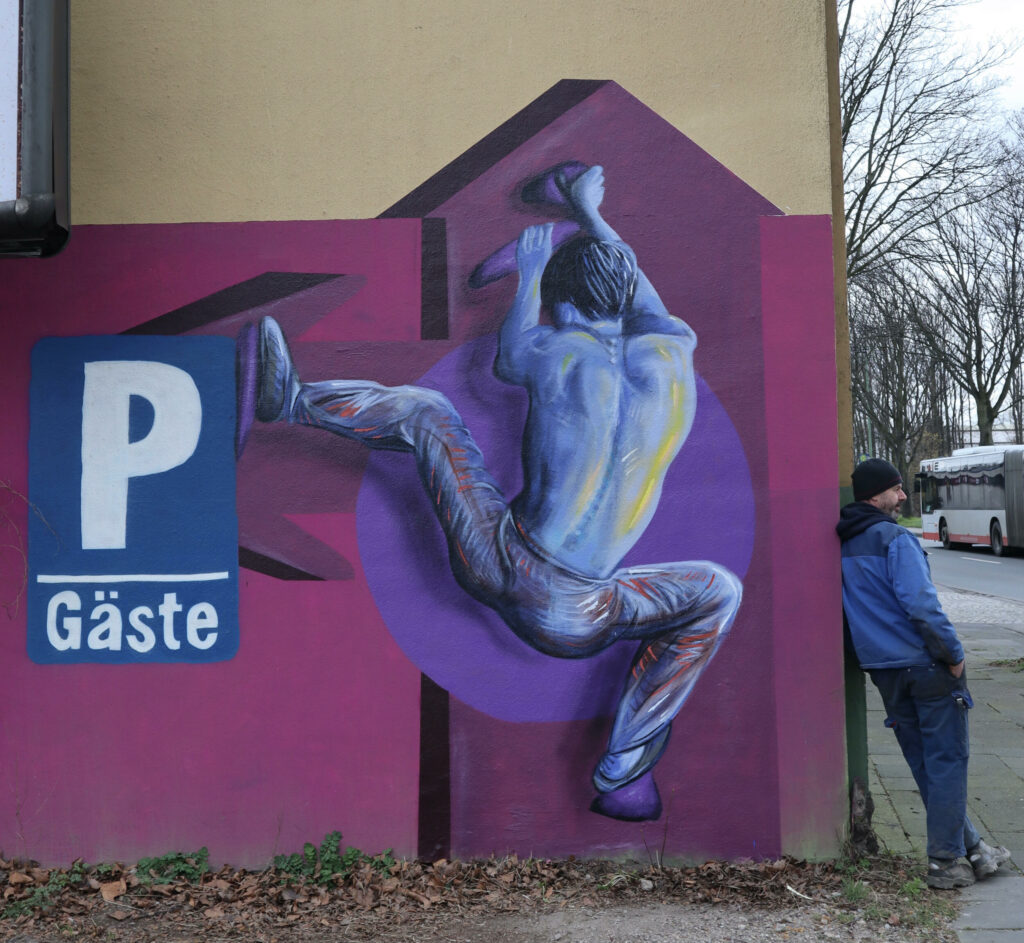 Der Kletterer (Lack/Wand, 3,5 x 3,5m)
