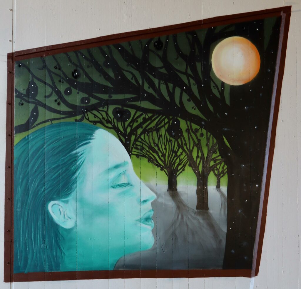 Frau in Eden - Geschichten auf Beton (Lack/Wand, 6x 2,5 m + 2,5 x 2,5 m + 2,5 x 2,5 m)