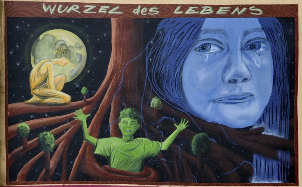Wurzel des Lebens (Lack/Wand, 5 x 3,5m)